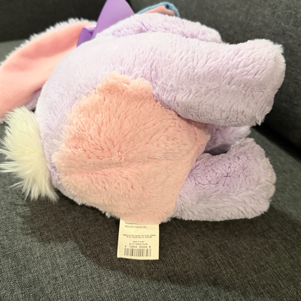 Disney Store EEYORE EASTER BUNNY Plush Stuffed Animal Holding Egg Purple 12" - Picture 5 of 6